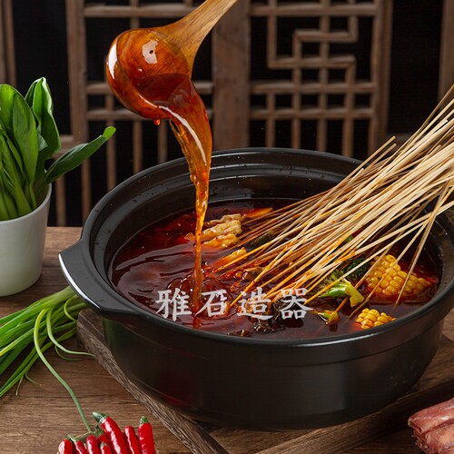 郸韵干烧耐高温陶瓷鸳鸯砂锅串串香鸳鸯锅商用电陶炉火锅盆煲汤锅
