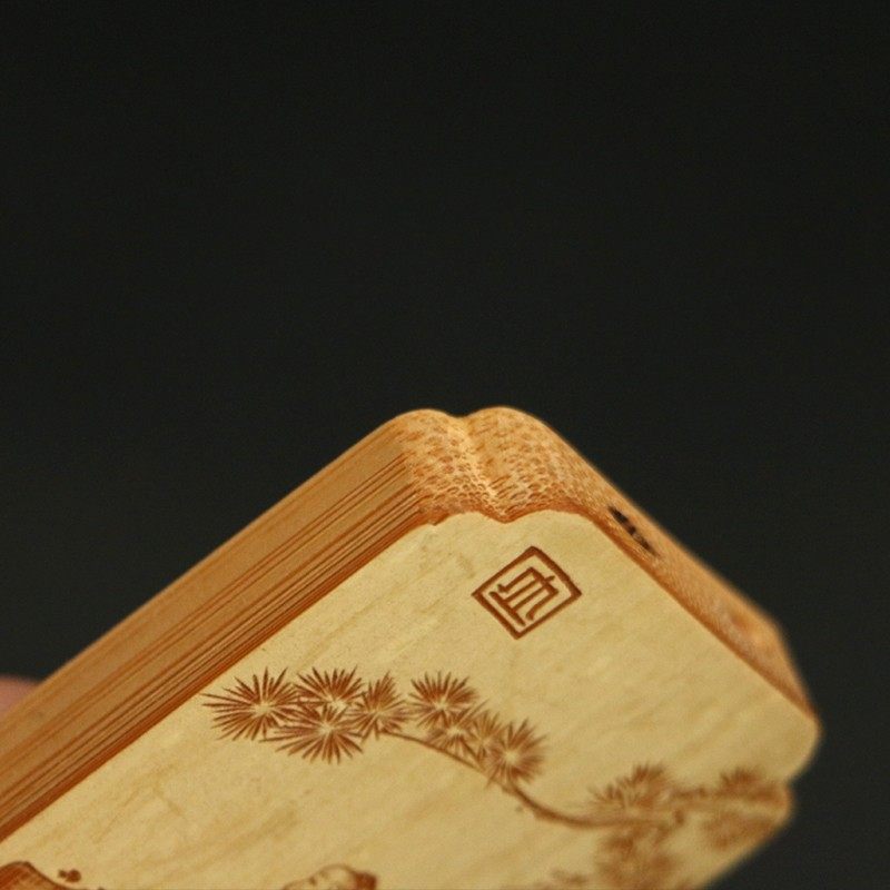 精品名家裘立钢纯手工雕刻天然老玉竹手牌竹雕文人竹牌挂件手把件