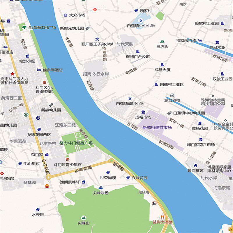 2024新款珠海市城区地图办公室挂图高清防水墙壁装饰实物推荐定制