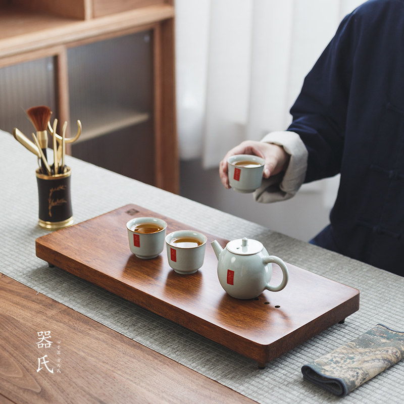 器氏 涟漪重竹茶盘家用排水储水式托盘日式茶台功夫茶具沥水茶盘