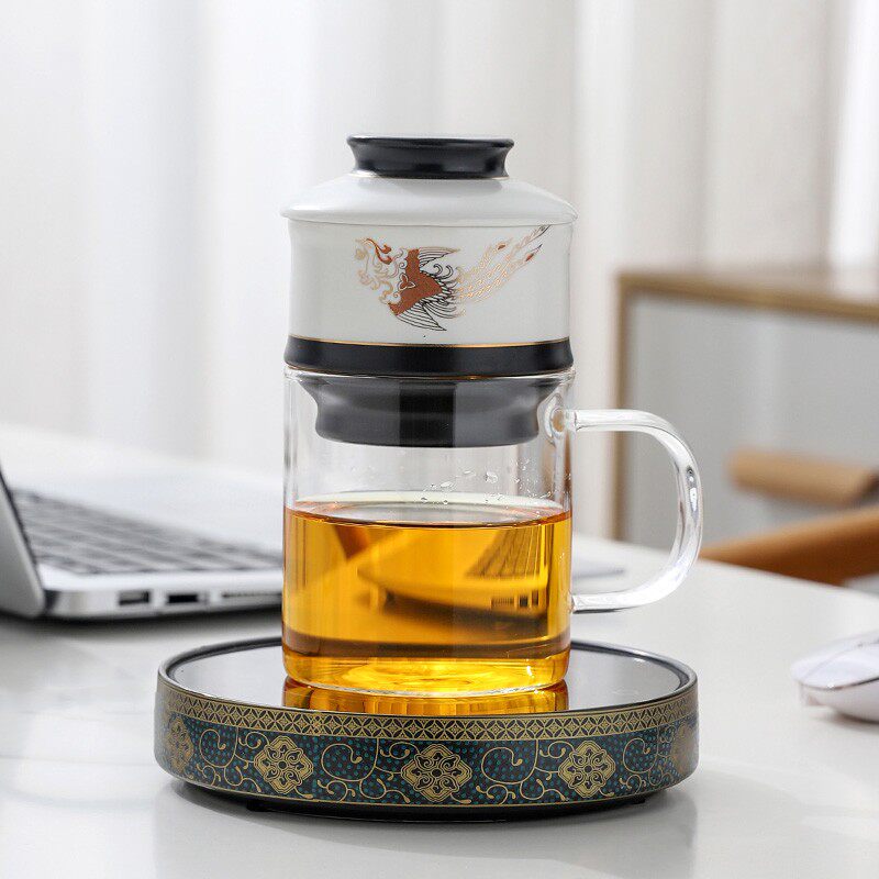 茶漏器懒人自动茶具冲茶器泡茶神器茶滤泡茶器恒温加热杯垫水杯