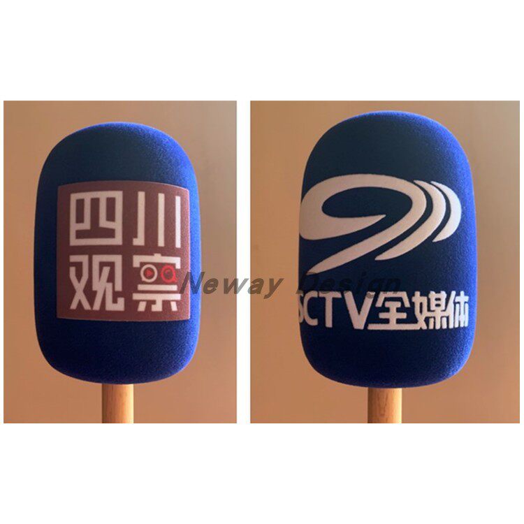 定做电视台新闻媒体记者采访台标话筒配件海绵防风棉套商标logo