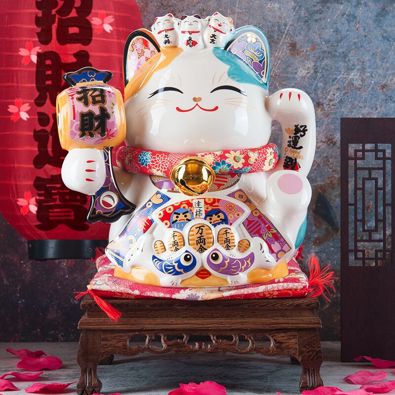 金石工坊特大号存钱罐10寸招财猫摆件储蓄罐陶瓷收纳玄关装饰开业