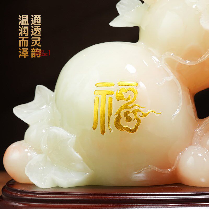 多子多福葫芦摆件合成玉招财客厅入户玄关酒柜高档装饰品乔迁礼物