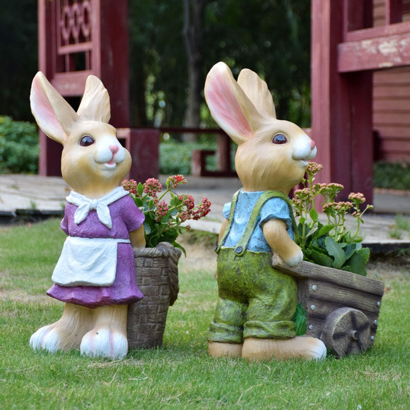 兔子花盆动物室外大号创意别墅装饰户外幼儿园小区景观装饰大摆件