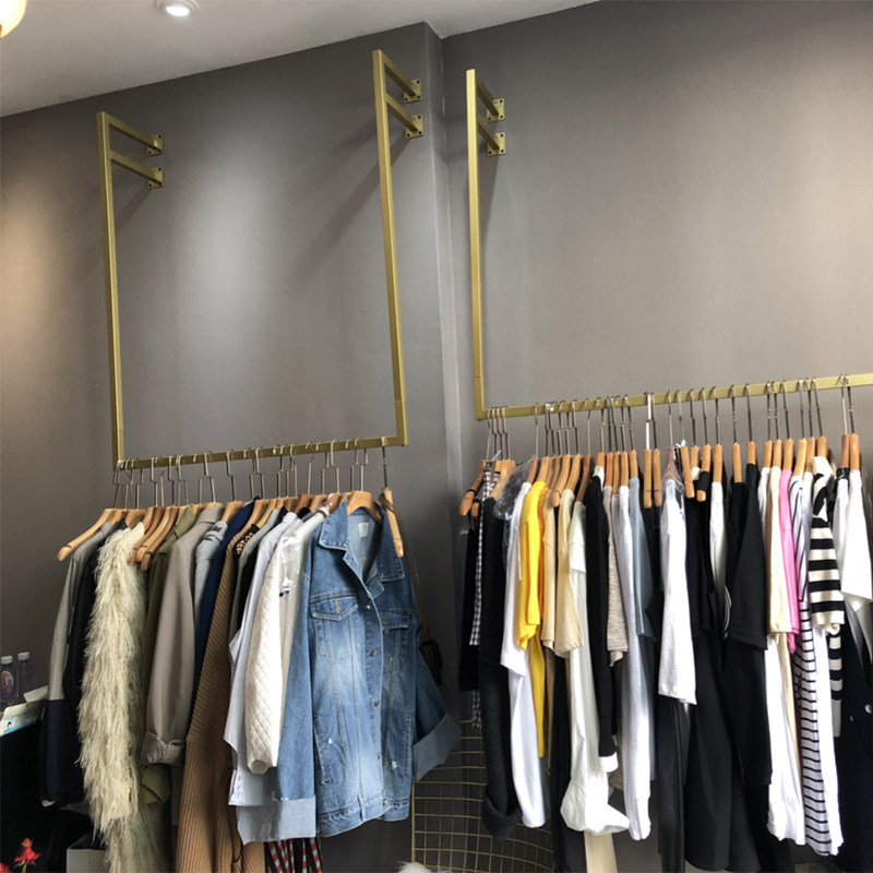 金色女装吊架影楼专用礼服货架婚纱店吊挂悬挂衣架墙上加粗陈列架