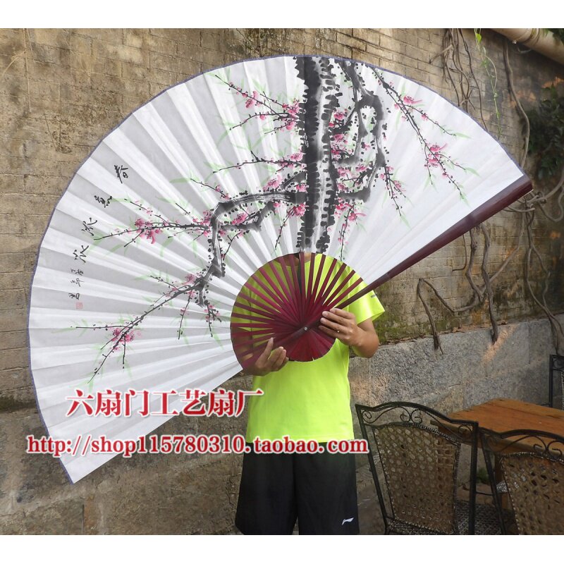 装饰扇大挂扇乔迁新居客厅大堂壁挂扇子大工艺扇大折纸扇桃花迎春