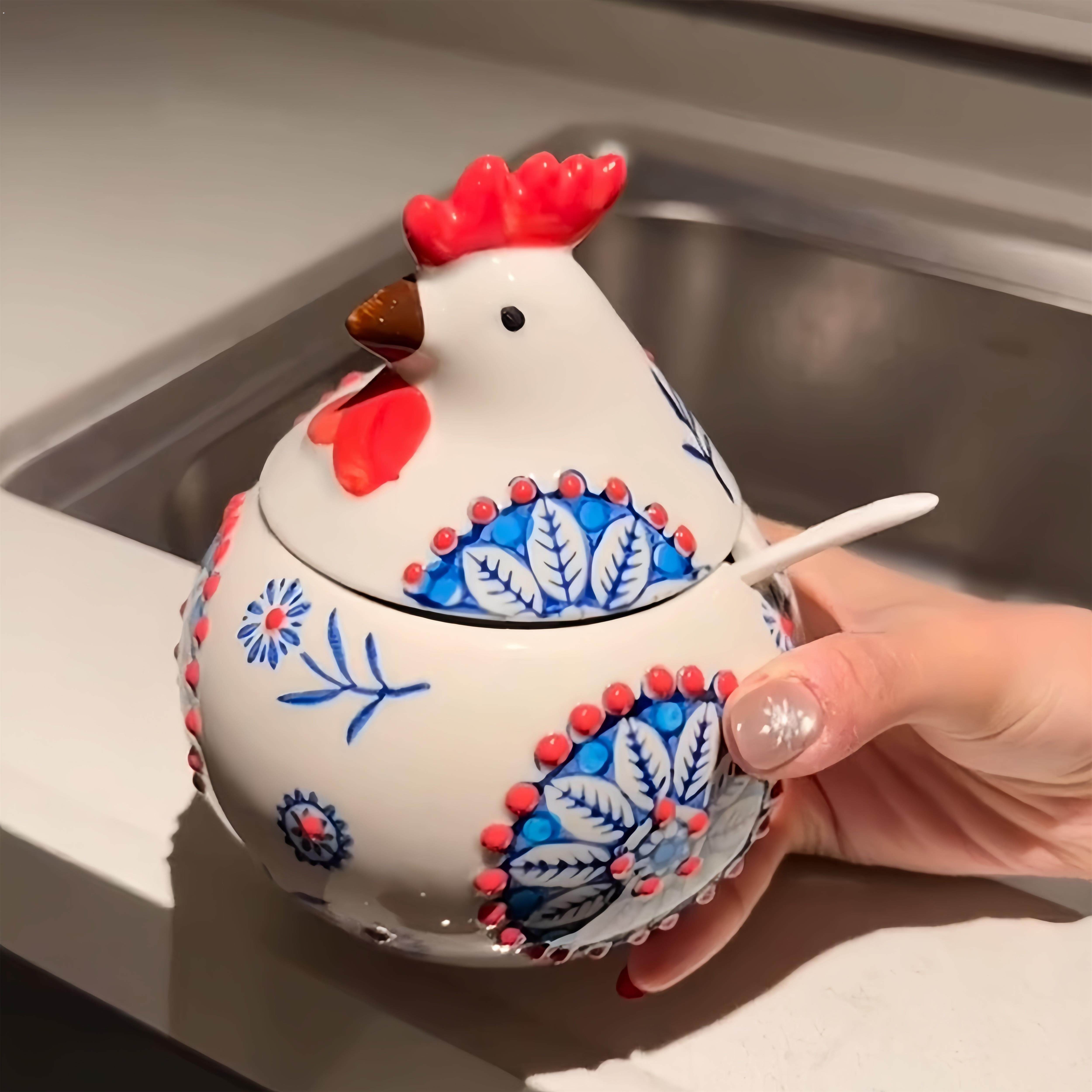 厨房好物|小鸡盐罐调味罐厨房家用高端鸡精调味料盒陶瓷调味瓶