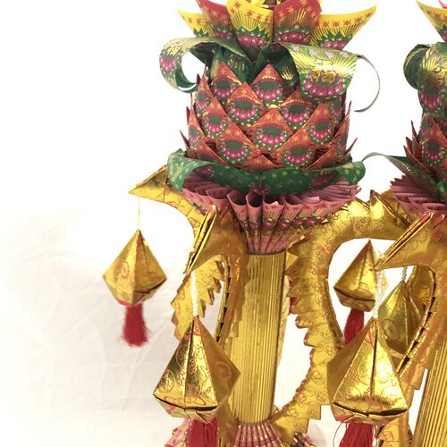 彩色印刷纸折叠特色手工艺品折纸品五彩色灯文化用品莲花图案1个