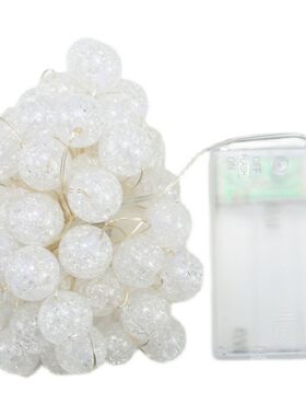 圣诞节装饰灯唯美珍珠般亮珠碎裂纹铜线灯串节庆圣诞树装饰灯串灯