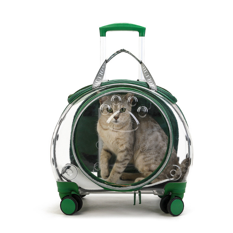宠物拉杆箱猫包外出便携猫咪行李箱透明狗狗推车透气太空舱猫箱子