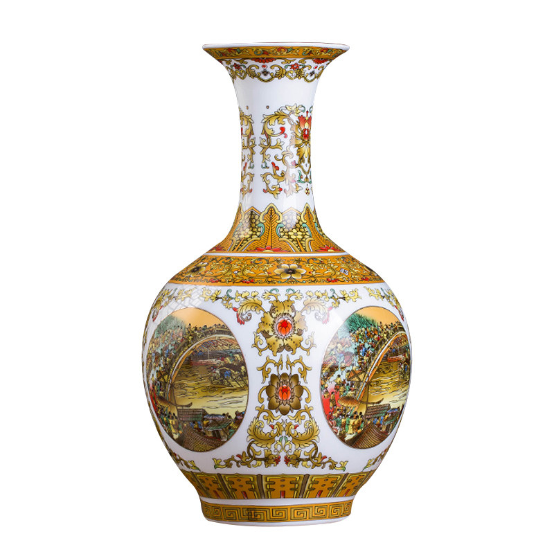 景德镇陶瓷器花瓶中式摆件插花器白色小瓷瓶酒柜工艺品家居装饰品
