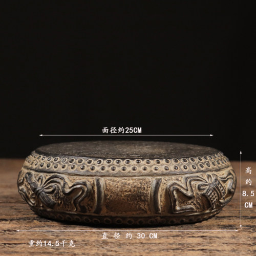 仿古石雕天然青石琴棋书画石鼓茶垫壶座中式复古摆件文玩收藏包邮