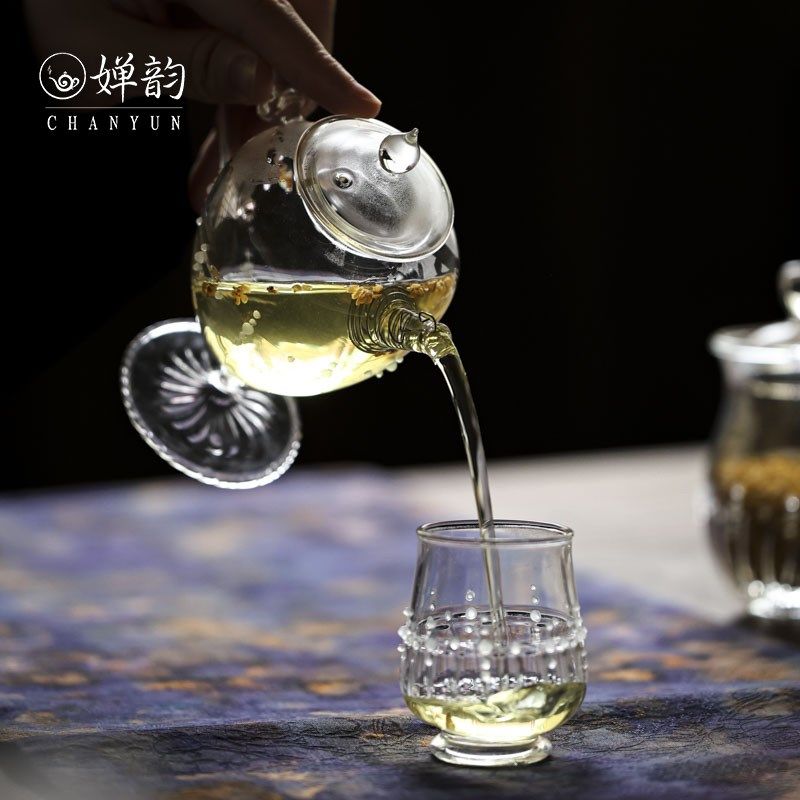 婵韵十卿茶具耐热玻璃美人尖高足壶小清新家用泡茶壶茶杯小田甄选