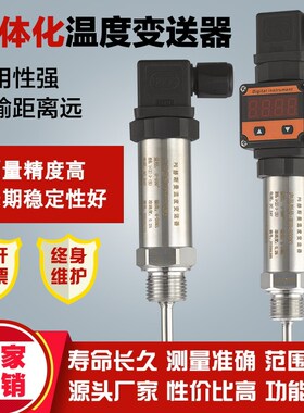一体化温度变送器PT100铂热电阻数显铠装感测器温度感测器4-20mA