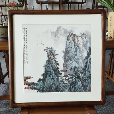 白雪石桂林山水斗方形国画已裱框新中办客厅玄关装饰画公式室壁画