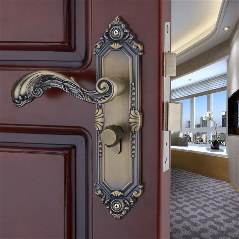 福莱雅红内卧室房门古铜青室五金欧式锁具三件锁门套双舌通用型