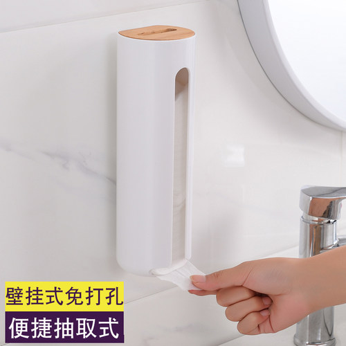 创化壁挂式卸妆棉收尘盒挂墙式意妆棉整理盒子浴室抽取式防纳带盖