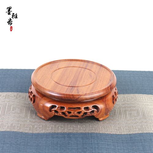 木雕实木紫砂木瓷头花瓶石器工艺品摆件葫芦聚宝盆盆景底座壶托垫