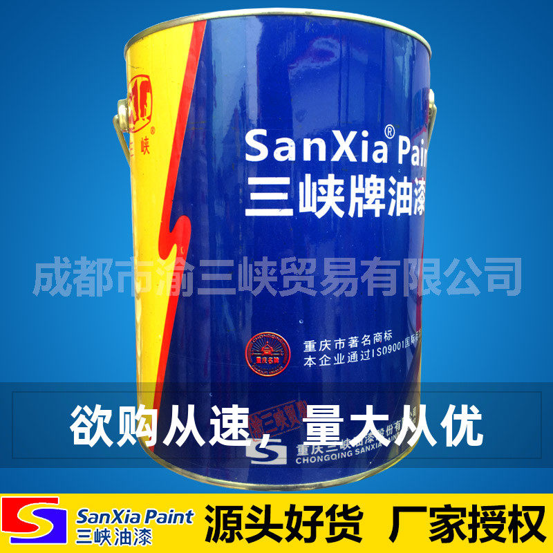 栏庆0峡油漆3kg C三4-42红黄绿蓝白灰黑铁红醇酸磁漆重杆防锈油漆