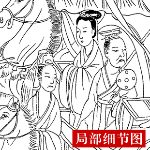 CQ21工笔白描底稿古卷长卷线描打印稿东晋-顾恺之(宋摹)-洛神赋图