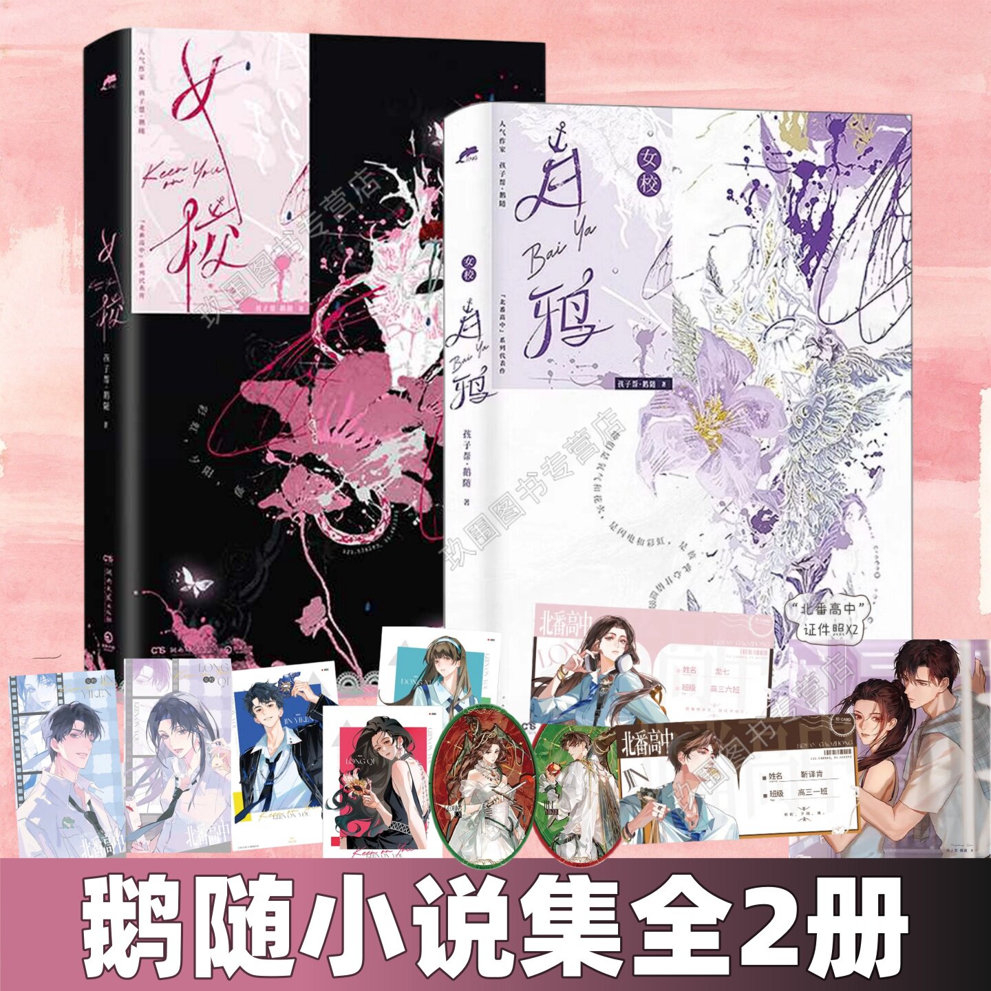 【鹅随小说集全2册】正版现货 白鸦+女校 北番高中系列假面宙爱予你皇冠后记盛暑拾日随书附赠异形人物苹果卡青春校园言情文学奇幻