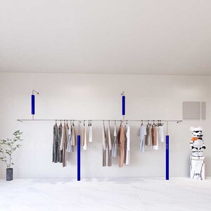 服装店展示架不锈钢上墙壁挂式陈列架童装衣服货架银色挂衣杆架子
