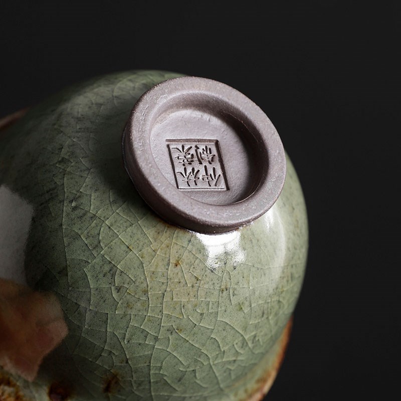 手工志野二才盖碗茶杯粗陶幻绿沏茶复古功夫茶具泡茶器不烫手茶碗