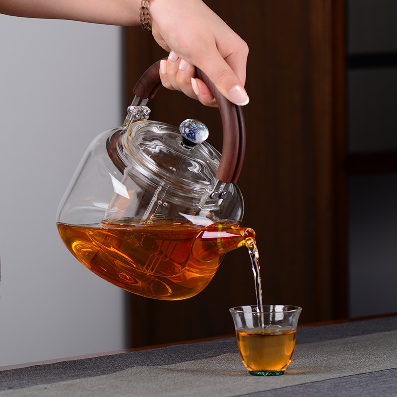 新羽星空摘钮蒸煮玻璃茶壶宜龙电陶炉小型家用煮茶器中式煮茶炉
