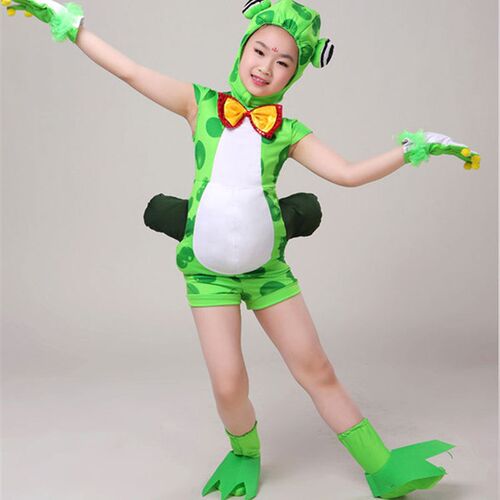 六一青蛙儿童演出服舞蹈服幼儿园小青蛙爱唱歌装短款青蛙表演服装