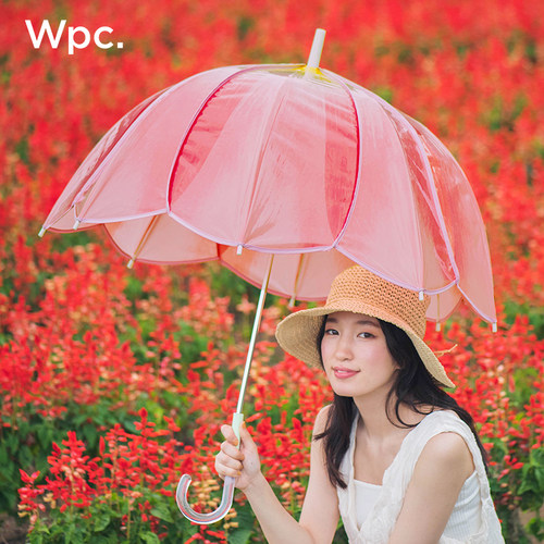 新款Wpc.郁金香花瓣形状雨伞透明渐变时尚设计高颜值女生长柄雨伞