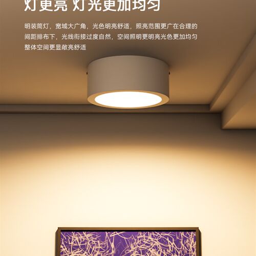 明装胡桃木筒灯免开孔吸顶客厅卧室玄关背景走廊过道led天花射灯