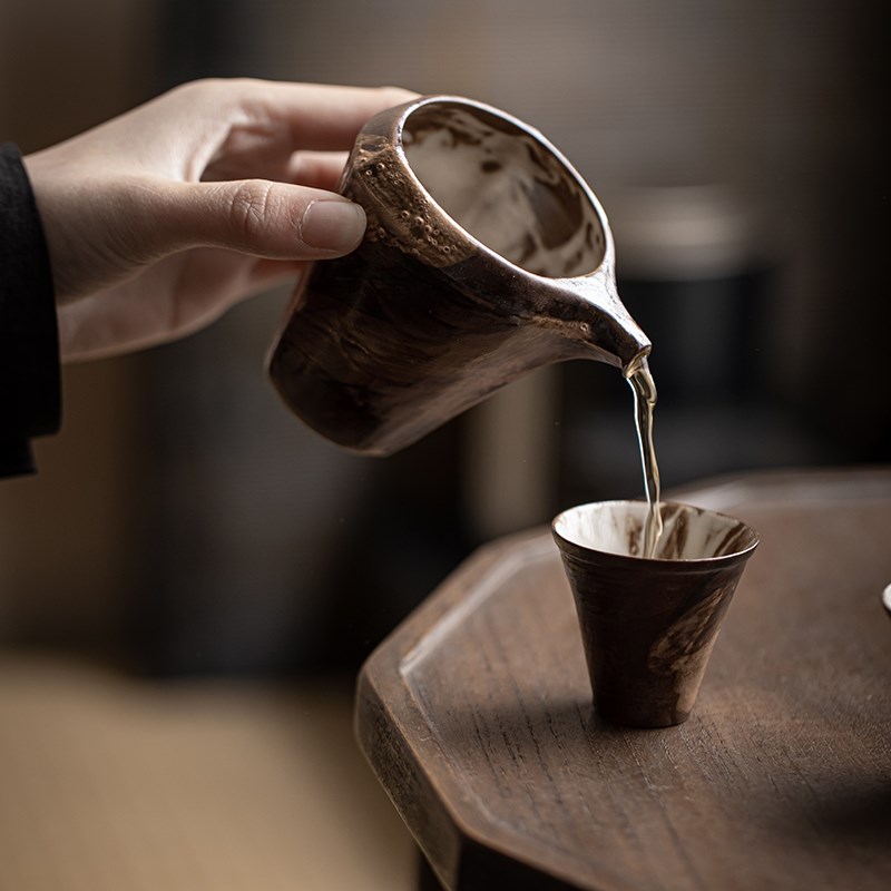 粉引寂色公杯侘寂风公道杯手工粗陶茶海功夫茶具高档分茶器公平杯