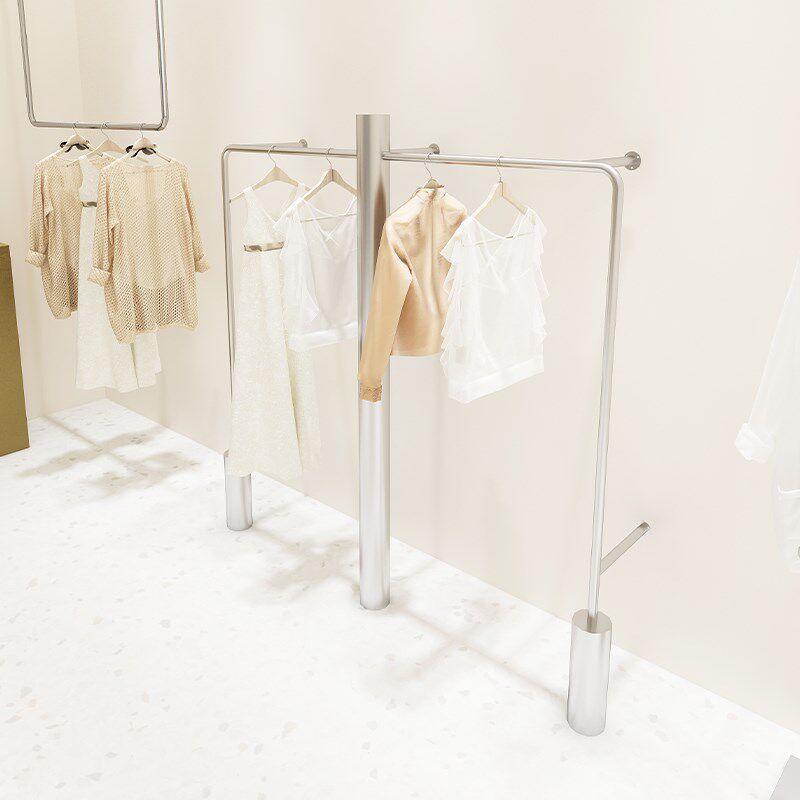服装店展示架上墙不锈钢挂衣架女装货架陈列道具网红陈列架落地架
