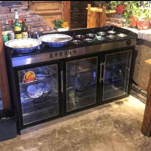 消毒柜调料台商用双层餐台串串店小料台带消毒柜自助麻辣烫酱料台