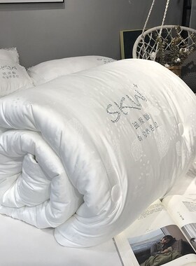 超级柔软的~玻尿酸美容白色被芯夏季春秋被双人提花轻奢保暖冬被