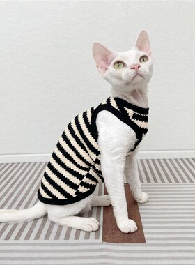 斯芬克斯无毛猫德文衣服复古毛衣弹力无袖背心矮脚秋季bf设计感