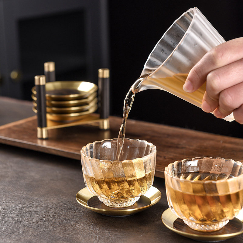 功夫茶具配件黑檀实木杯垫高档桐木结合圆形杯托创意新中式茶杯垫