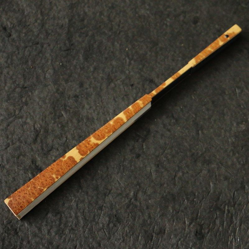 一物一拍云南湘妃竹老料纯手工精工制作乌木小骨翻轮琴方折扇竹