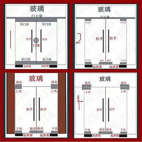 地弹簧H-220C有框门无框玻璃门地弹簧配件上下夹曲夹全件套通用型