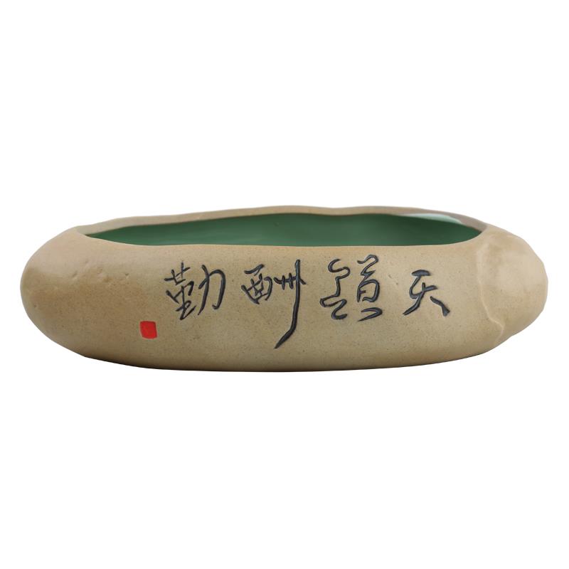 古典陶瓷水培花盆水仙睡莲专用盆桌面小盆景花盆仿石头陶瓷花盆源