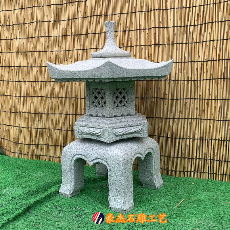户外石灯复古雪见灯天然日式庭院石灯园林景观灯石雕灯笼石头灯笼