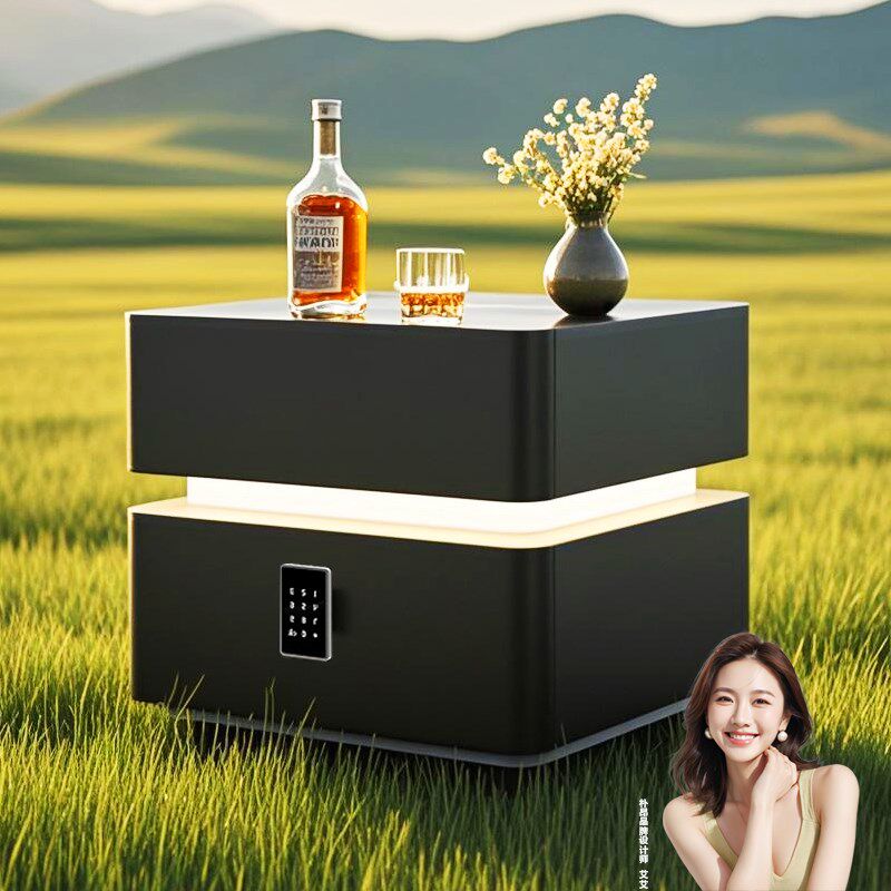 智能床头柜保险箱一体家用卧室2025新款轻奢高级感实木收纳柜子24
