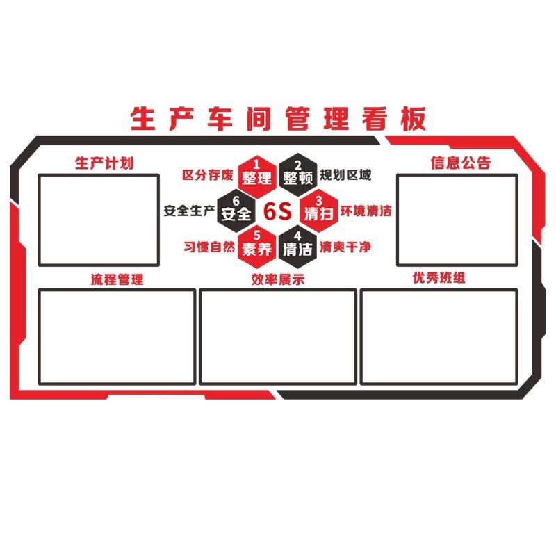 工厂车间生产6s管理看板企业文化墙3d磁吸公告栏墙贴仓库规章制度