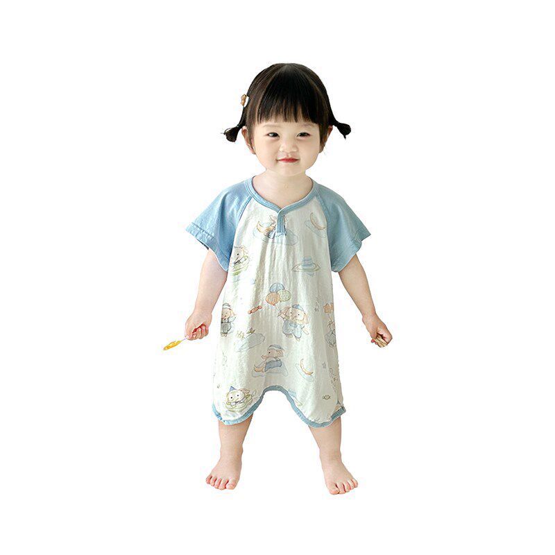 卡哇伊亲子睡衣!夏季竹棉儿童睡袋双层薄款宝宝家居服妈妈睡裙