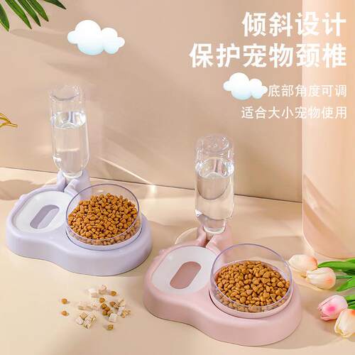 猫咪自动喂食器 不湿嘴大容量饮水机 两用猫碗狗喝水宠物用品工厂