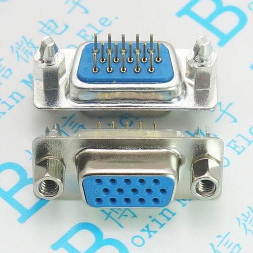 DB15 VGA母座公头 鱼叉 带固定脚 带螺丝/铆鱼叉 DP15 三排15针