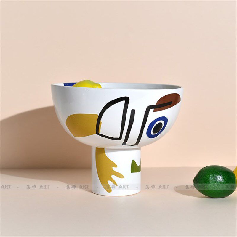 集饰新品北欧简约 艺术线条抽象人脸画陶瓷样板房花器 创意装饰