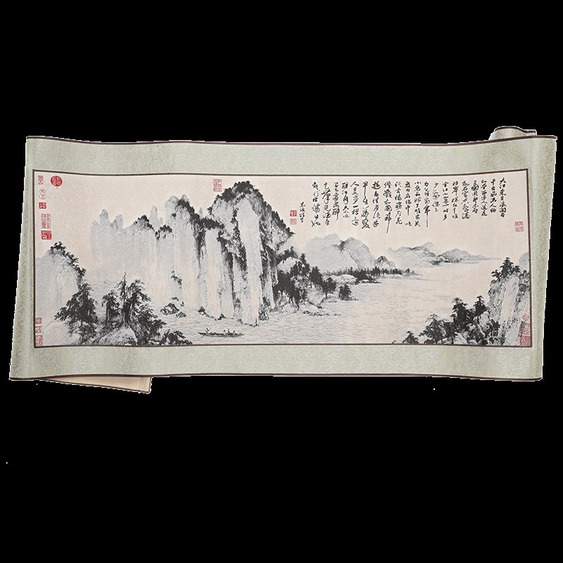 老秀馆蜀锦装饰壁画赤壁赋山水图居家客厅挂件出国送老外工艺礼物
