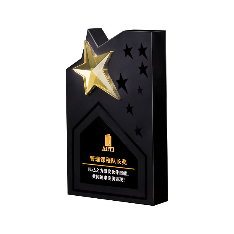 黑色水晶水晶奖杯定制水晶奖牌金属奖杯五角星奖杯琉璃奖杯定做